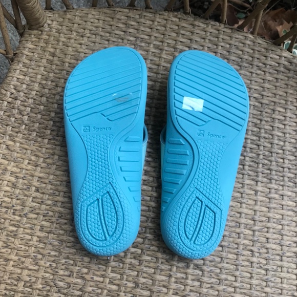 Spenco Orthotic Thong Sandals-Aqua/Yellow - Picture 3 of 4